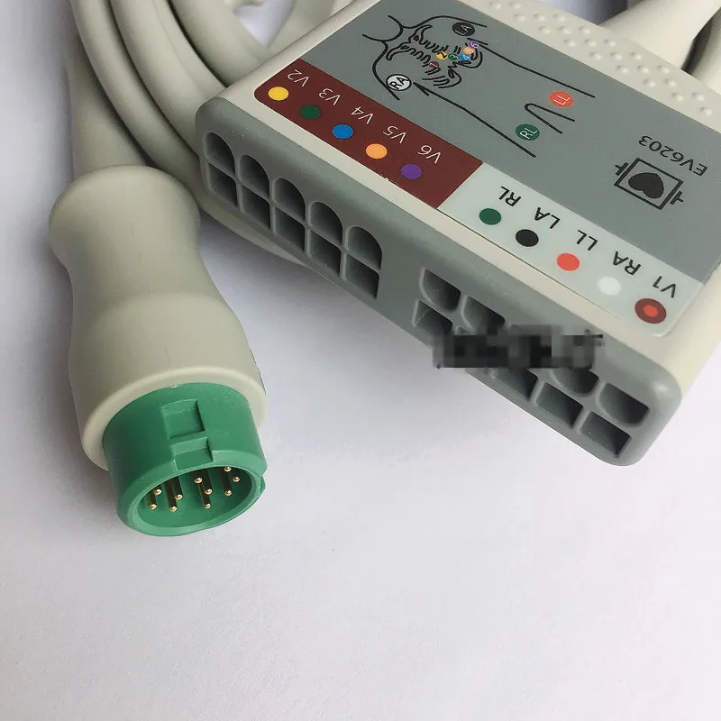 Original  Mindray EV6203 12 Pin 12-Lead Host Cable AHA Def. 0010-30-4271 Split Main Cable AHA Defibrillation Chest Lead Wire