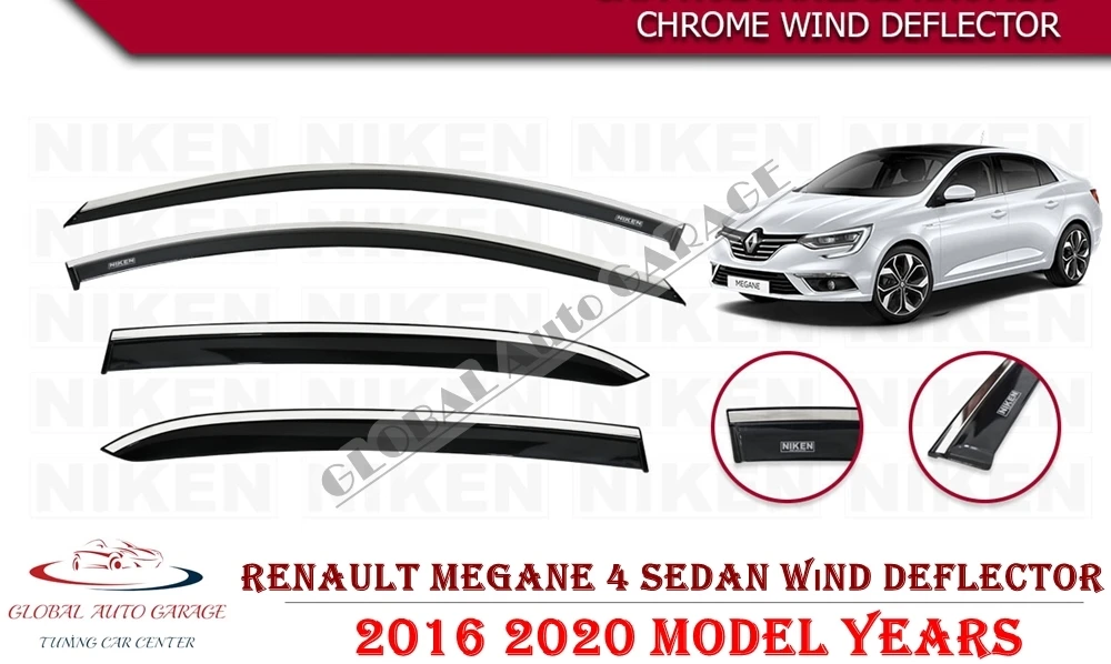 

For RENAULT MEGANE 4 SEDAN Chrome Rain Wind Deflector 2016 2017 2018 2019 2020 Sunshade Rain Guards Curtains Car Windshield Auto