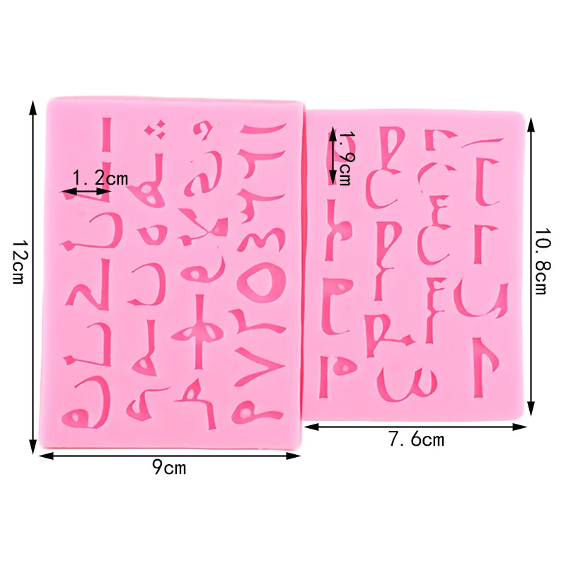 2Pcs Arabic Alphabet Letter Number Silicone Fondant Molds DIY Party Cake Decorating Tools Cupcake Candy Chocolate Gumpaste Mould