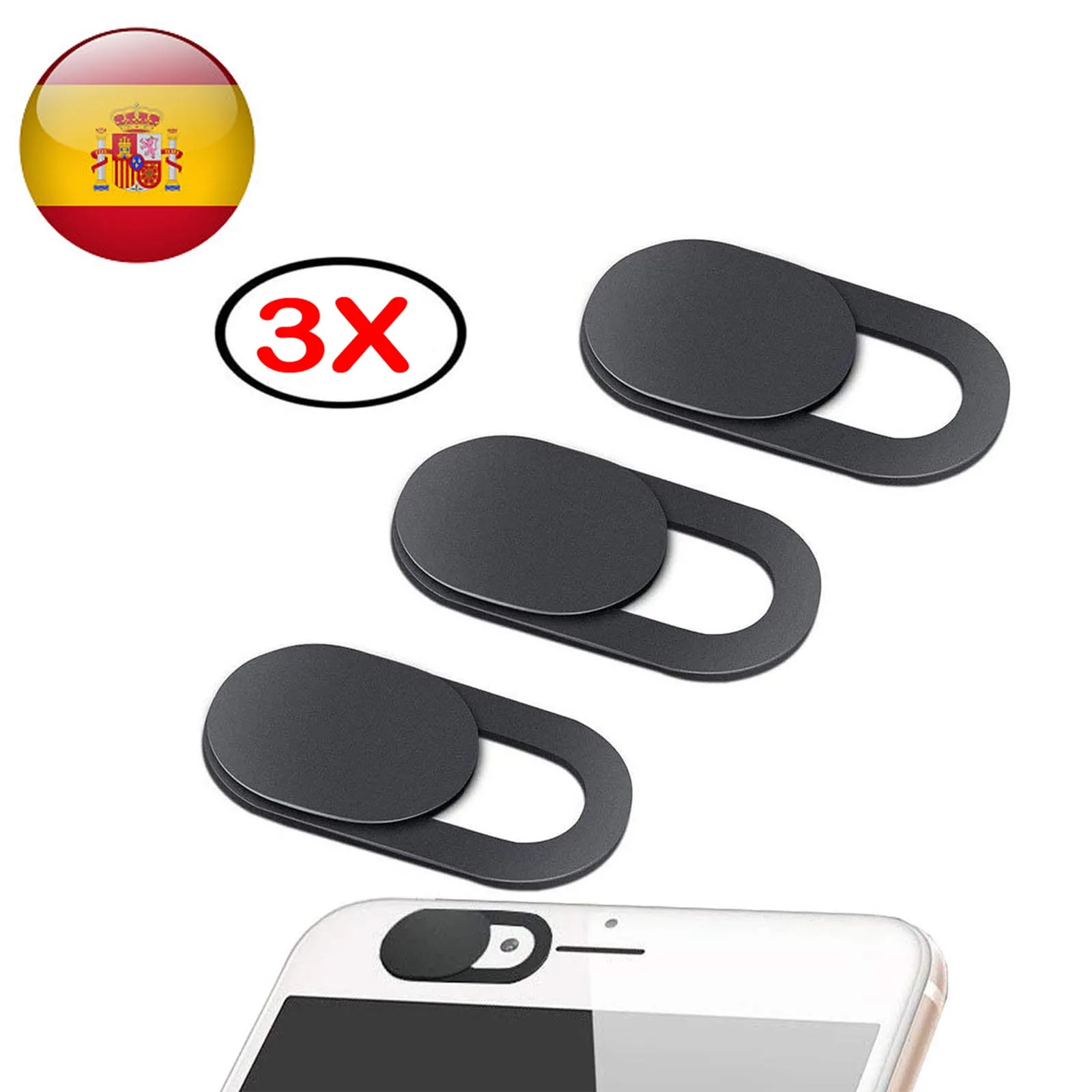 3x 6x Tapa Deslizante WebCam Privacidad Cubierta de Cámara Teléfono Portátil Negra Cover Camera Sticker Laptop Mobile Tablet