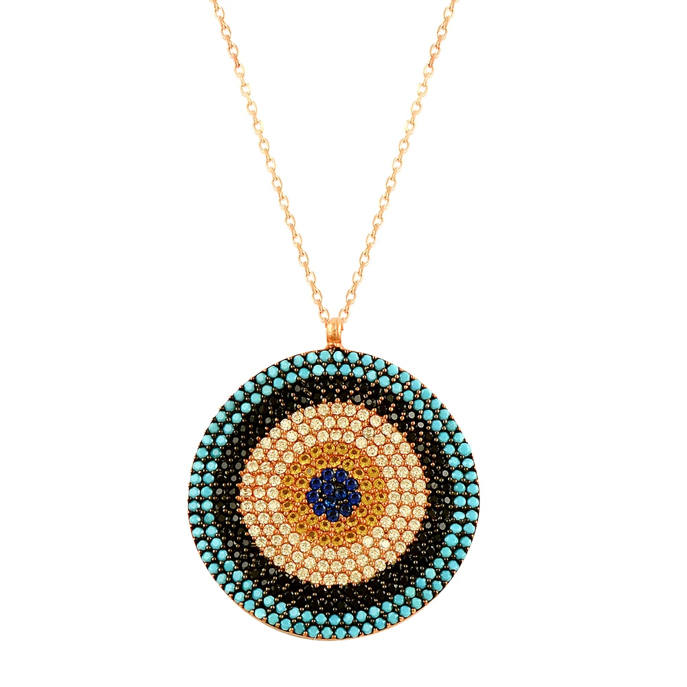 Evil Eye Necklace Micro Pave Cz Evil Eye Charm NEW Authentic Turquoises English Fashion Trendy Girl Lady Women Jewelry