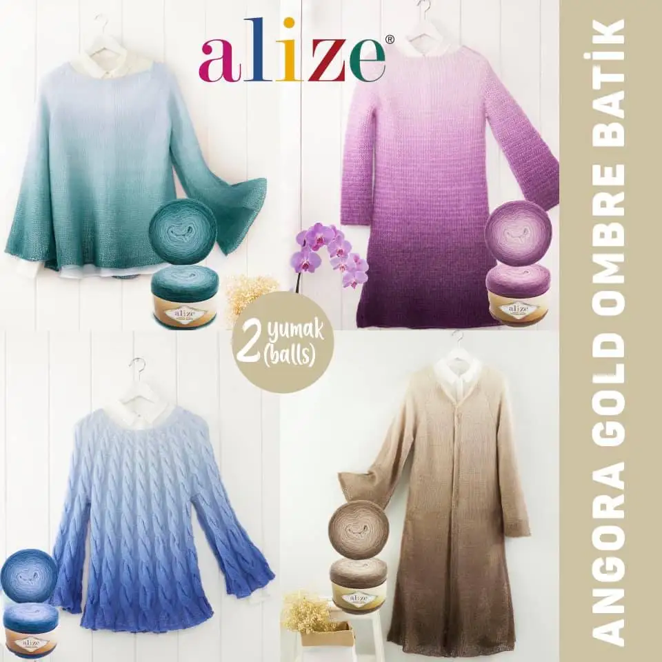 Alize Angora Gold Ombre Batik ciasto przędzy 150g - 825m Mink Merino moher wełna z alpaki Knitting Crochet charakterystyczny kolor przejścia