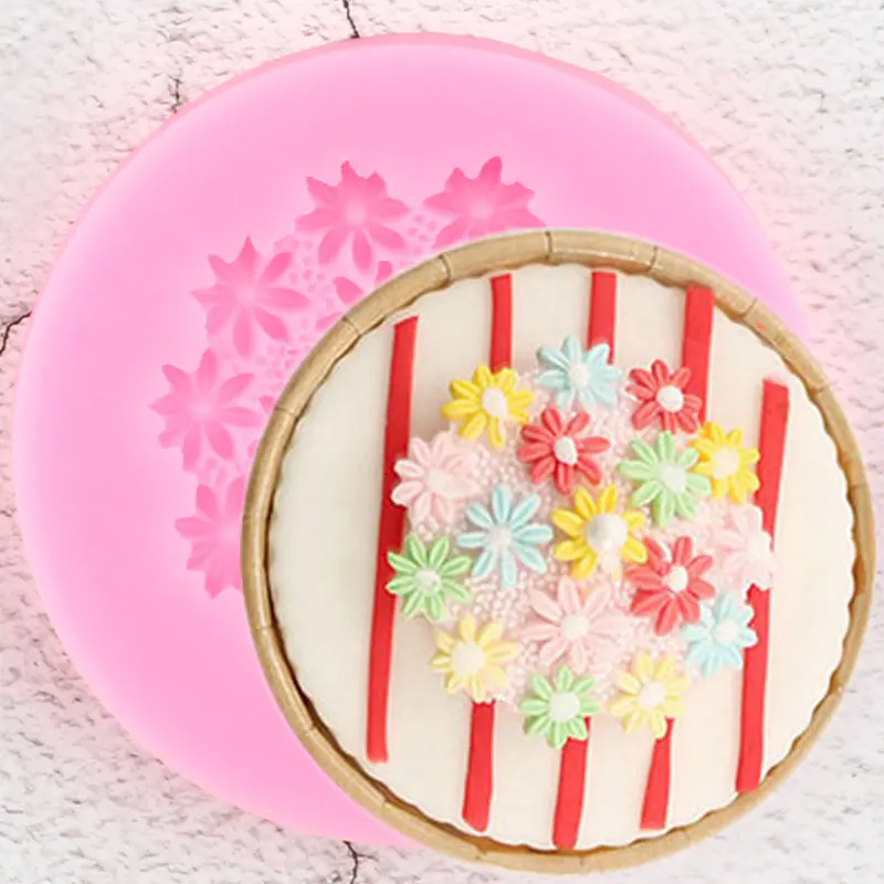 Daisy Flower Lace Silicone Molds DIY Cupcake Topper Fondant Cake Decorating Tools Candy Polymer Clay Chocolate Gumpaste Moulds