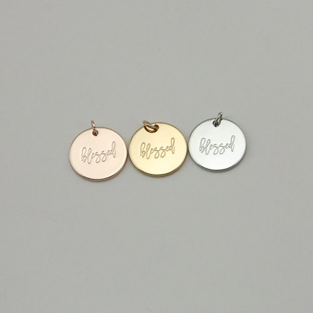 New Customised Pendant Necklace Personalized Blessed Disc Engraved Charms Jewelry Women Gift