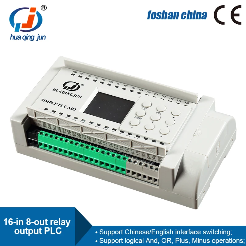 Huaqingjun 16DI 8DO Relay Output PLC Programmable Logic Controller for Filling Machine