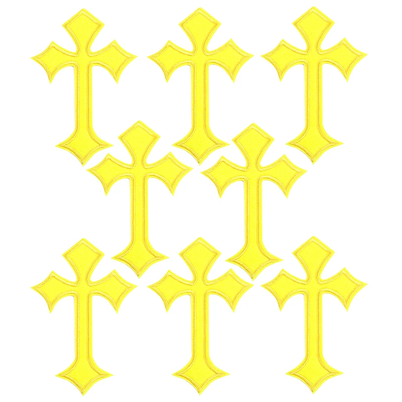 10 Pcs Cross Embroidered Patches For Clothes Iron On On Clothing Motif Cross Patch Wholesale Applique Hat Bag DIY Repair Decor