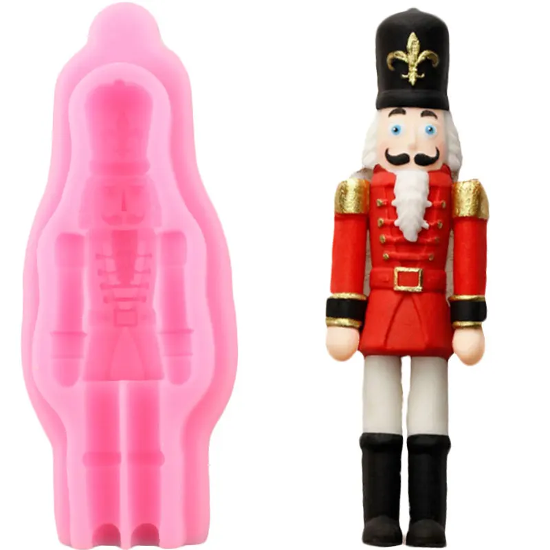 3D Nutcracker Soldier Silicone Mold Resin Clay Candy Mould Baby Birthday Chocolate Gumpaste Moulds Fondant Cake Decorating Tools