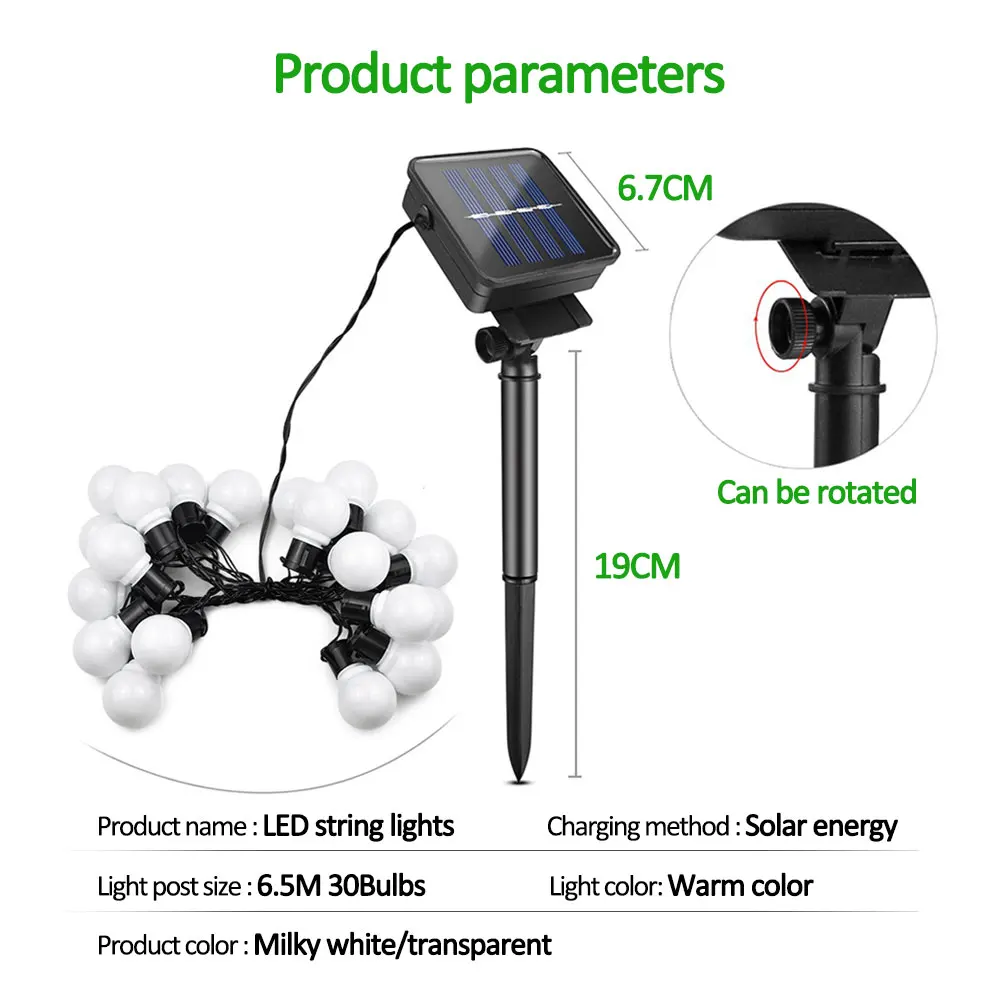 Solar lichterketten outdoor 10/20/30 LED G50 Globe-String Licht Sicher Bequem Und Langlebig Fee Licht String Licht Im Freien