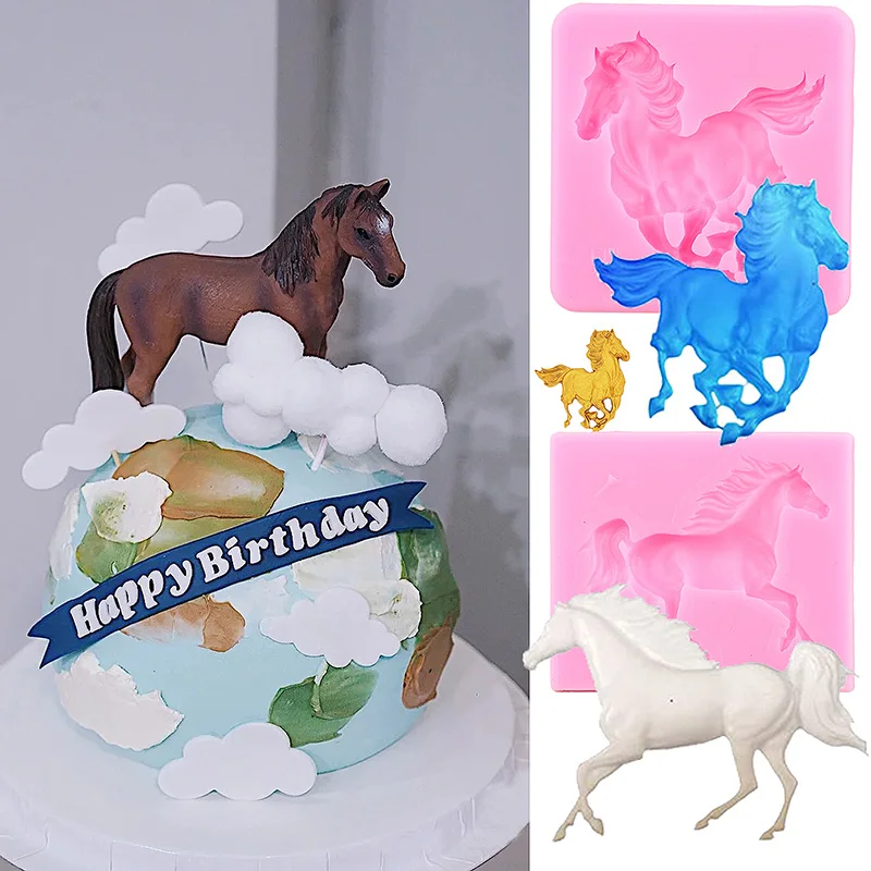 3D Horse Silicone Mold Horseshoe Fondant Molds Horse Head Cupcake Topper Mould Cake Decorating Candy Chocolate Gum Paste Moulds