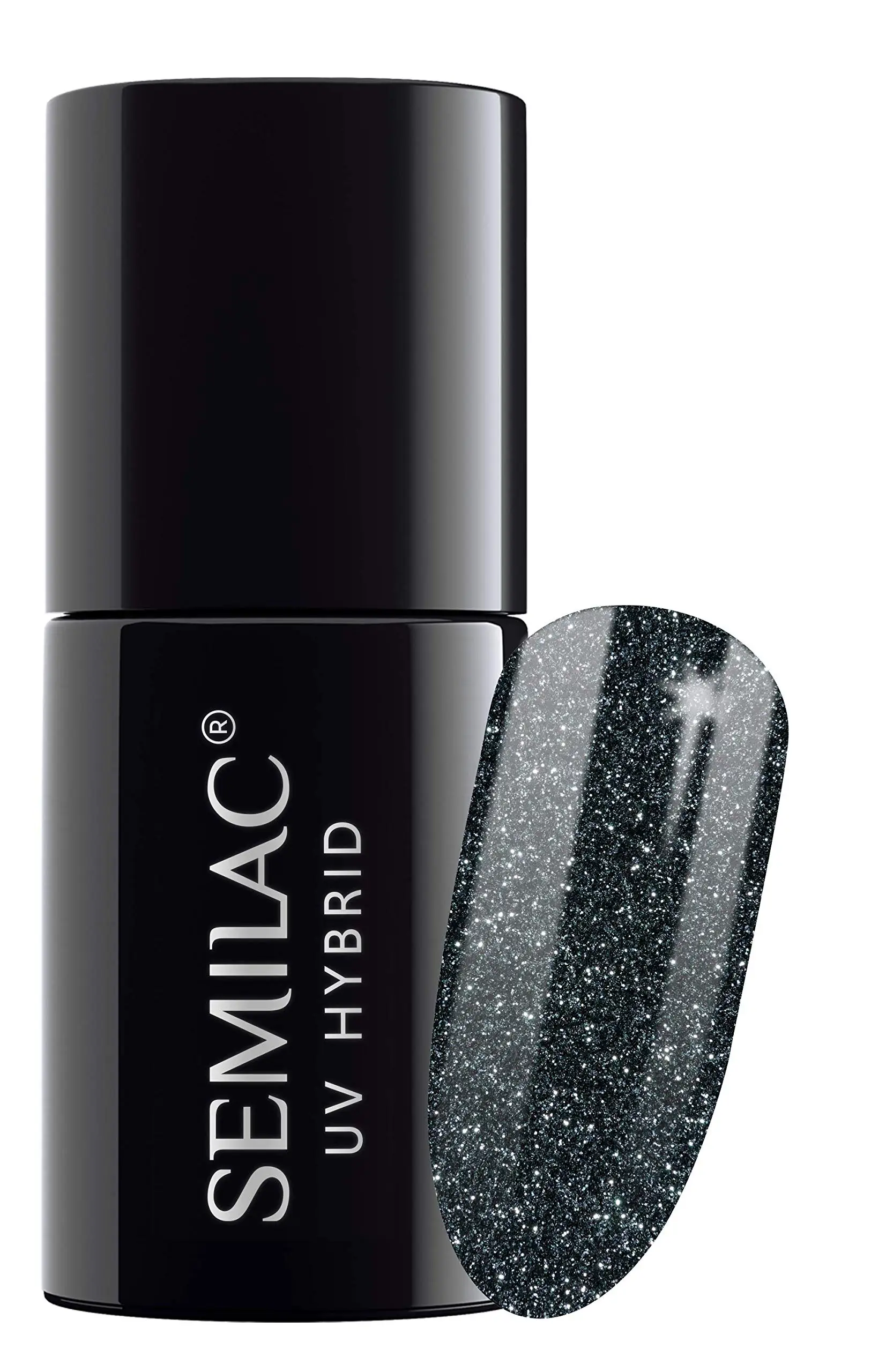 Semilac Starlight night 096 semi-permanent coverage, UV hybrid nail polish texture Gel