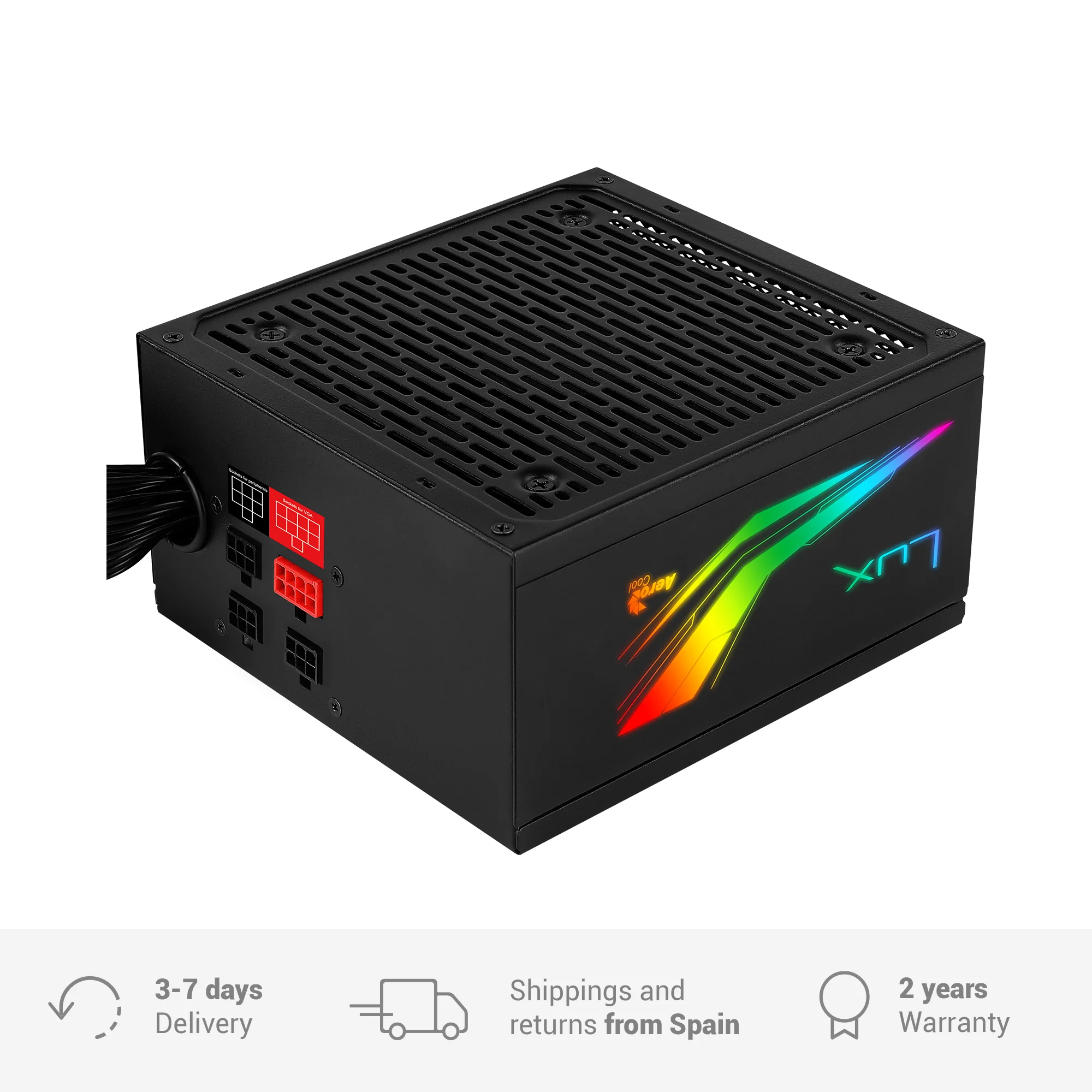 Aerocool LUXRGB850M Modular power supply 850W LED RGB 80 Plus Bronze 230V PC source 88% efficiency