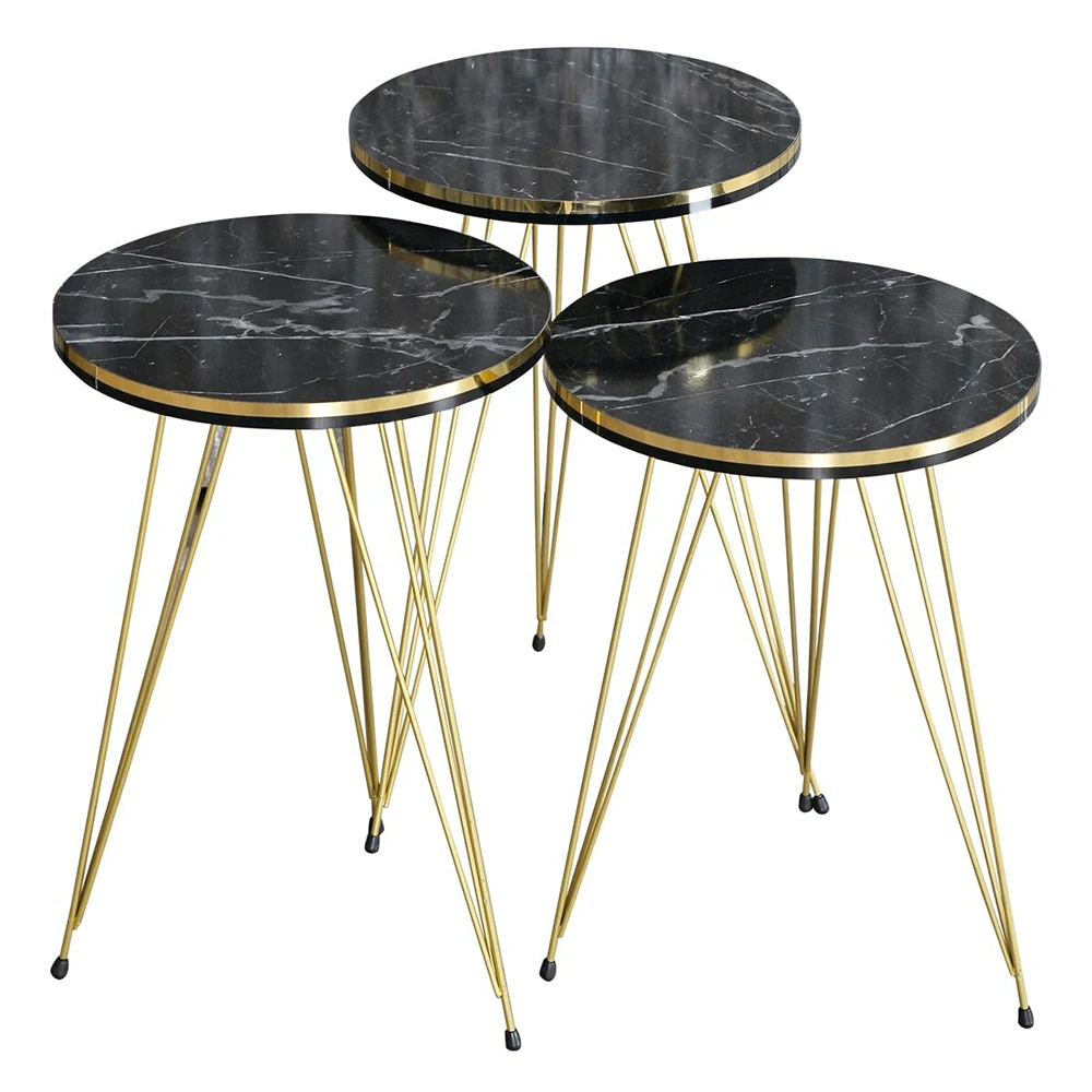 Coffee Table 3 Pcs Metal Side Table Tea Coffee Service Table Round Living Room Nightstand, Nesting Table Quality and Useful