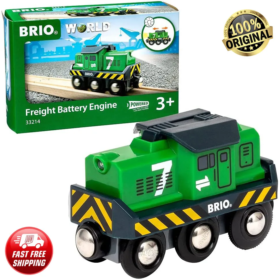 BRIO World 33214 - Freight Battery Engine - 1 Piece Wooden Toy Train Set for Kids Age 3 and Up , Green