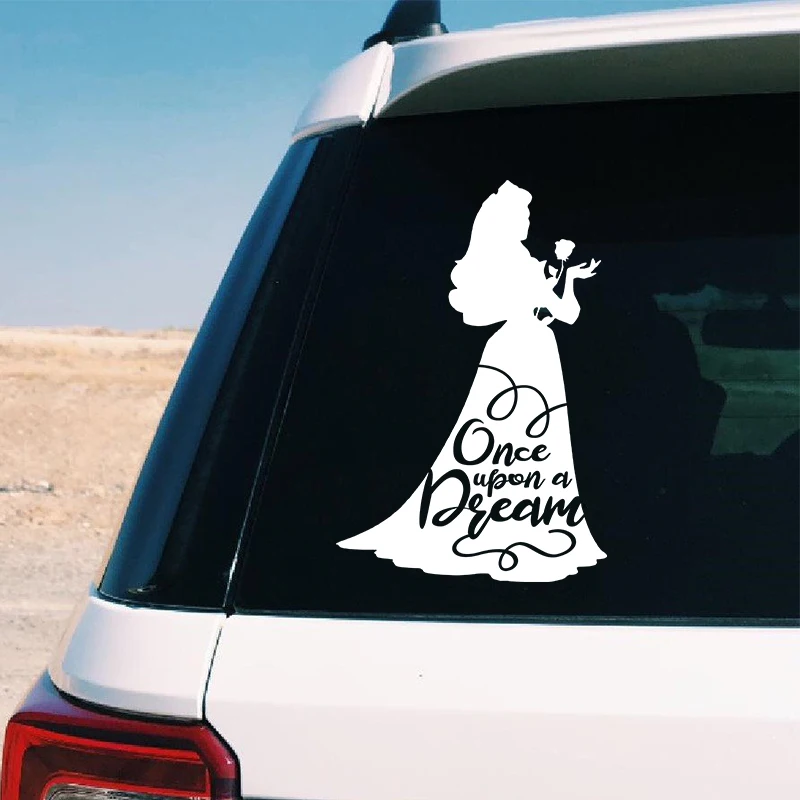 Auror Princess Quote Decal Car Window Decoration, Once Upon A Dream Wall Stickers Girls Baby Room Wall Decor Vinyl Wall Decals