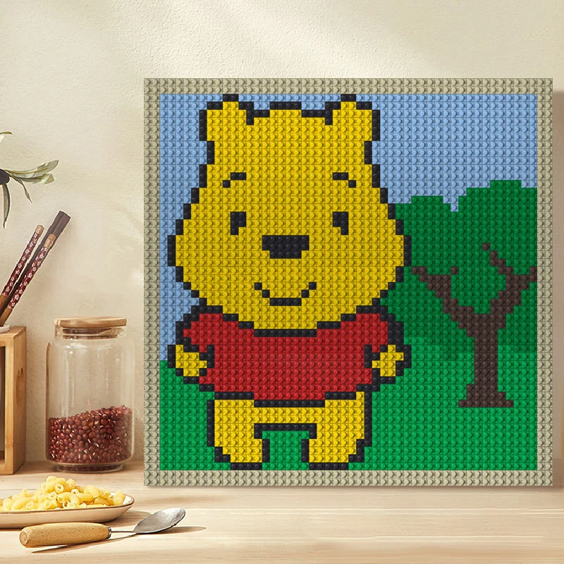 New MOC Pixel Art Winnied the Poohing Anime Mosaic Painting Building Blocks Home Decoration Paintings Puzzle DIY Christmas Gifts