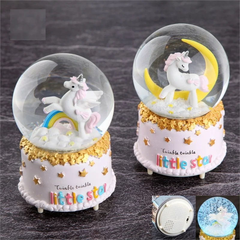 

New 2022 Special Design Glass Ball Sound Stylish Gift Horse Snow GlobeUnicorn