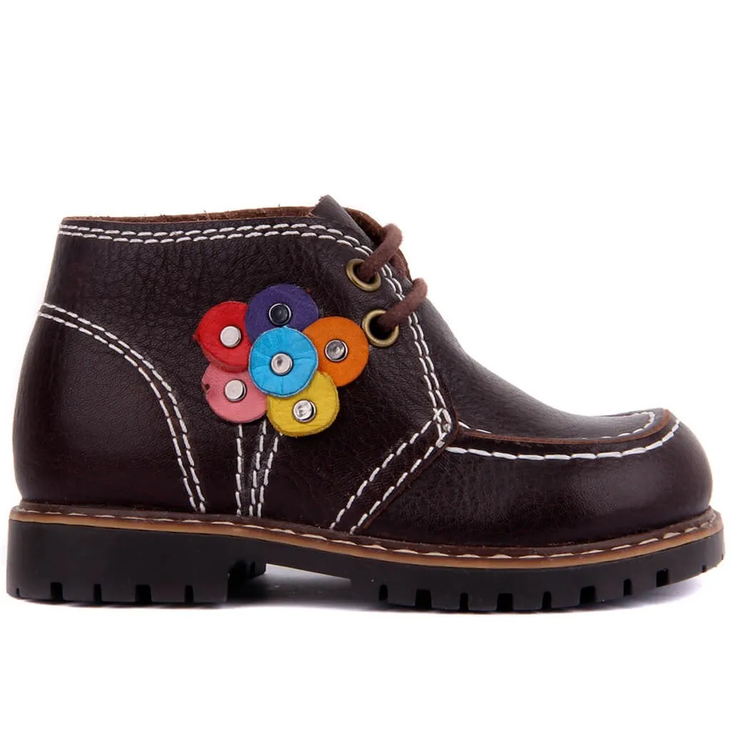 Sail Lakers-Sepatu Bayi Renda Kulit Coklat