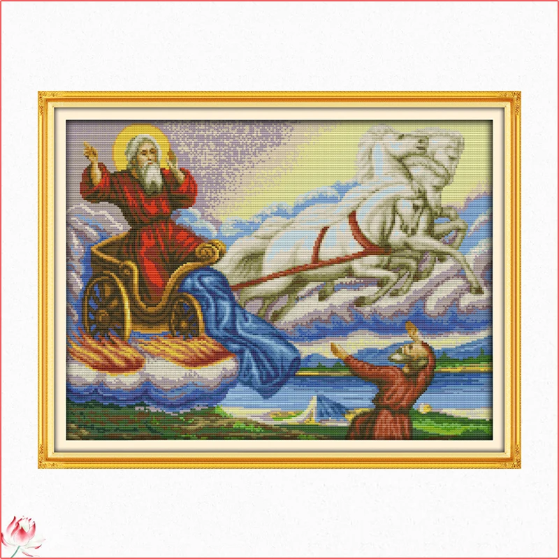 

Santa Claus Inside The Carriage Cross Stitch Kits 11ct 14ct Counted Pattern Canvas Embroidery Kit DIY Needlework Home Deco Gift