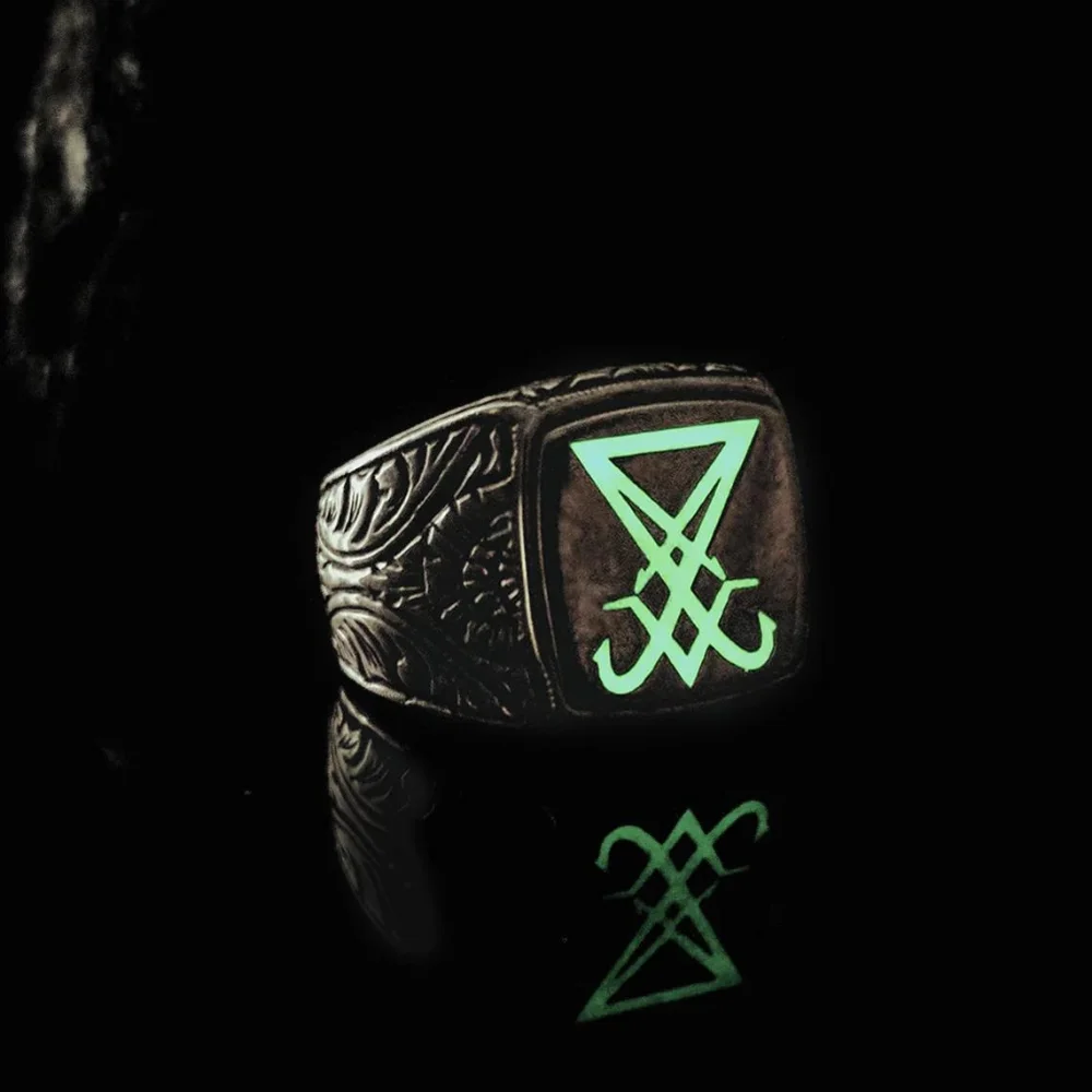 925 Sterling Silver Ring, Sigil Of Lucifer, Devil Seal Of Selling Jewelry, trend Style Glowing In The Dark Handmade 2022 Fashion