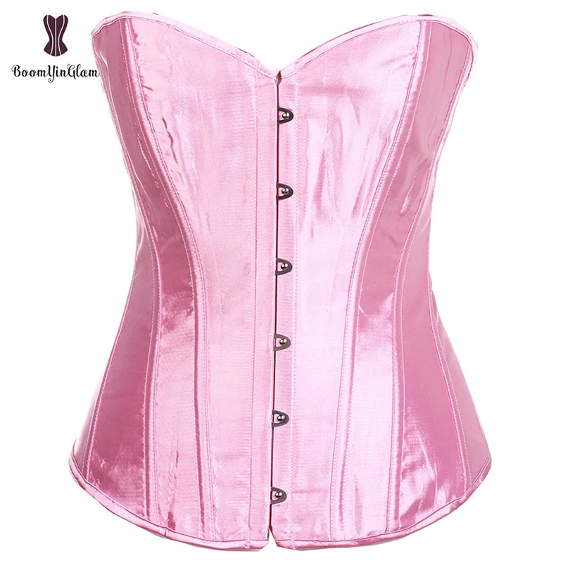 Satin Waist Trimmer Corsets And Bustiers Overbust Lace Up Boned Corset Top Plus Size Bodyshaper For Women 818