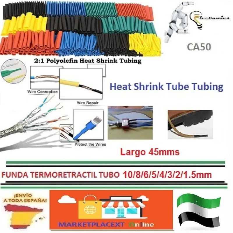 Polyolefin heat shrink tubes, Cable sleeves, set of 12 sizes, multicolor 54 Heat Shrink Tube 45mm 12/10/8/6/5/4/3/2/1.5mm Heat Shrink Tube from Spain MARKETPLACEXT CA50