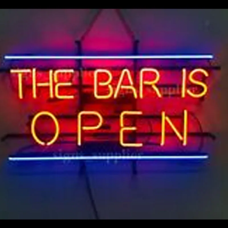 

NEON SIGN The Bar is Open REAL GLASS Tube BEER BAR PUB Festival Sign Store Display Handcraft Aesthetic Room Decor Iconic Sign