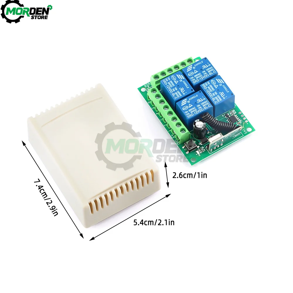 DC12V 315MHz 433MHz Wireless Remote Control 10Amp 2200W 4CH Relay Receiver Module RF Switch for Gate Garage Opener