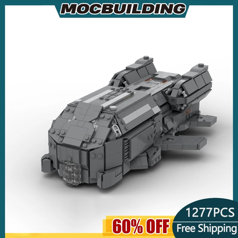 MOC Building Block Online Game Elite Dangerous Type 7 Science Fiction Spacecraft 1:300 Scale DIY Assembled Model Toys 1277PCS