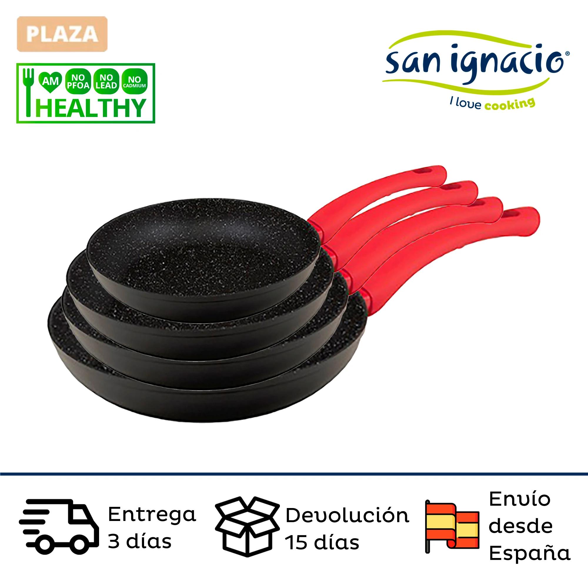 Non-stick pans (20/22/24/28 cm) and wok 26 cm SAN IGNACIO Toledo Marble forged aluminium suitable for inducing