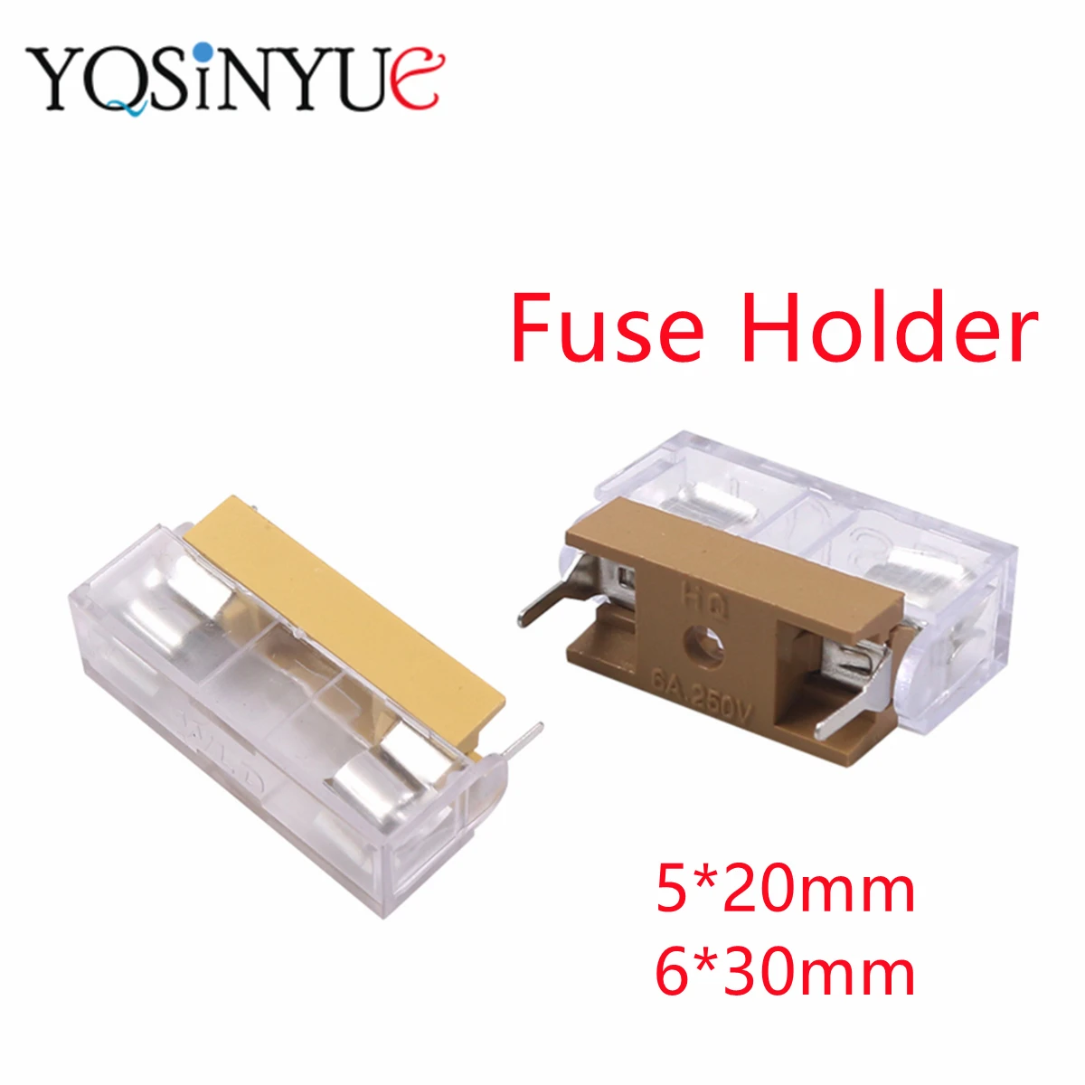 5x20mm 6X30mm Panel Mount PCB Fuse Holder Case With Transparent Holder Cover Fuse Blocks 6A 10A 250V