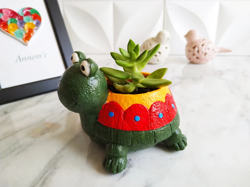 Turtle flowerpot Cactus, Succulent Flowerpot handmade turtle shaped flowerpot in different colors home decoration product