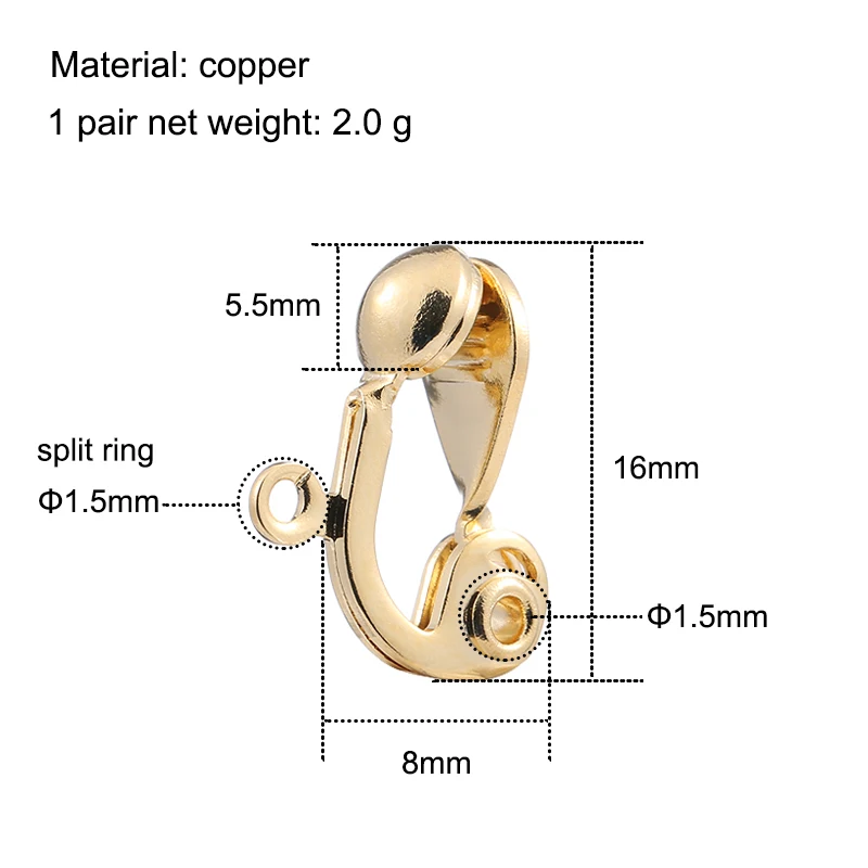 Boucles d'oreilles à clipser UNNA16-pour femmes, accessoires de bijoux de bricolage, matériaux en cuivre, 2/10 pièces