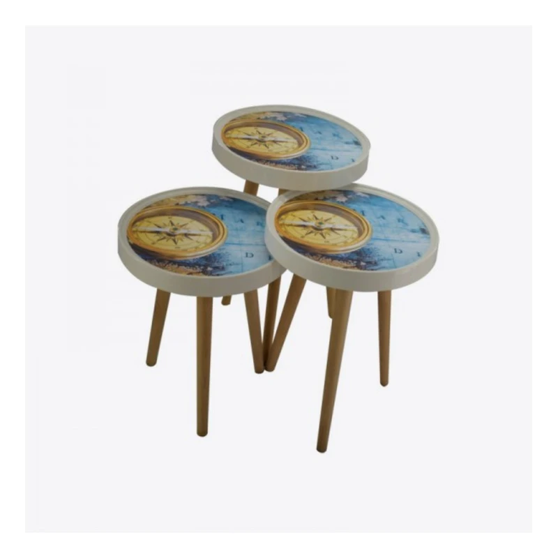 Sedef Coffee Table Retro3 Wooden Screwed Easily Installed Legs With Glass Pattern on Mdf Fast Shipping From Turkey