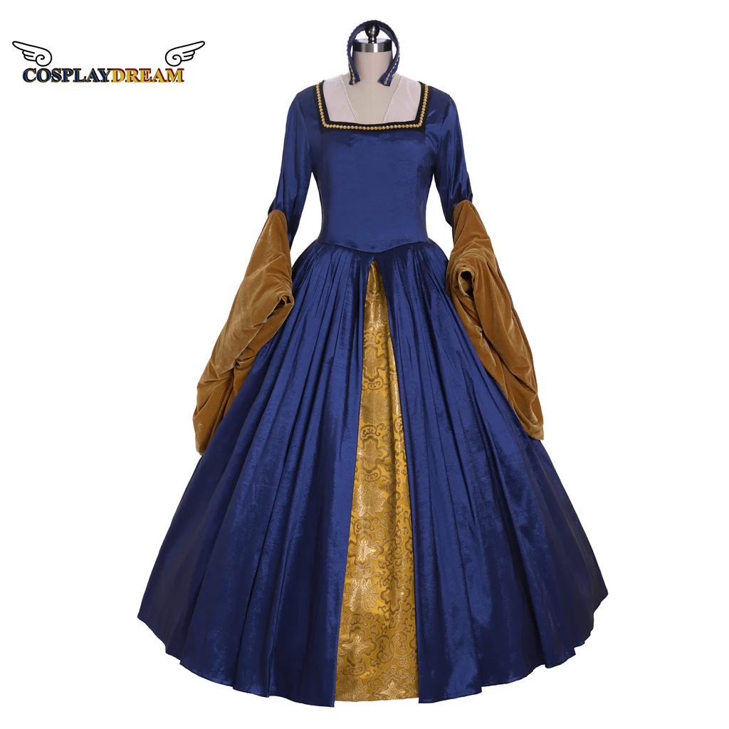 

Medieval Victorian Queen Elizabeth Tudor Period Gothic Faire Tudor Dress Cosplay Costume Blue French Dress Royal Court Dress