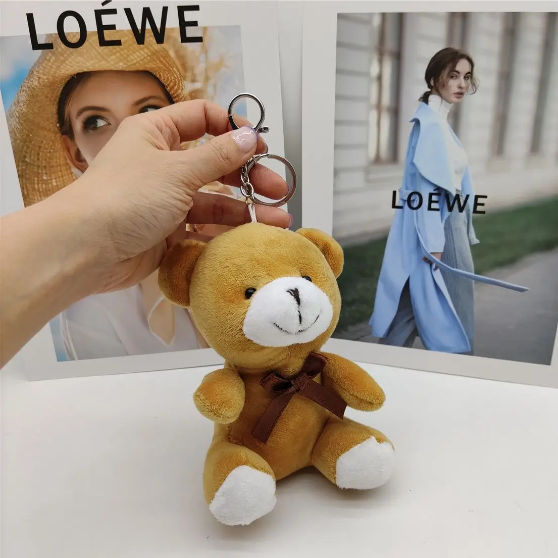 

15CM Cute Bear Plush Keychain Charms Doll Pendant Car Key Chain Cartoon Backpack Pendant Accessories Stuffed Toy Keyring Kawaii