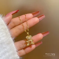 Fashion cute bear necklace exquisite craft jewelry love animal bear pendant trendy cartoon cute little bear necklace