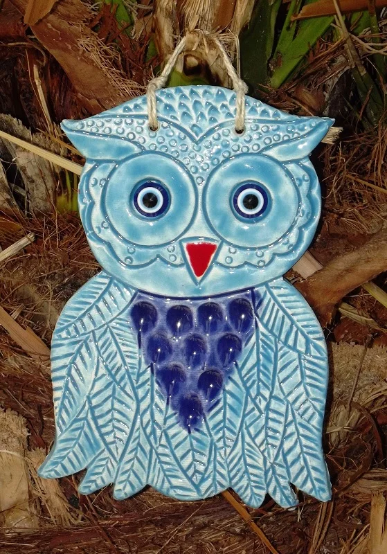 

Handmade Ceramic Blue Owl Home Garden Balcony Tree Office Decoration Ornament Gift Products To Be