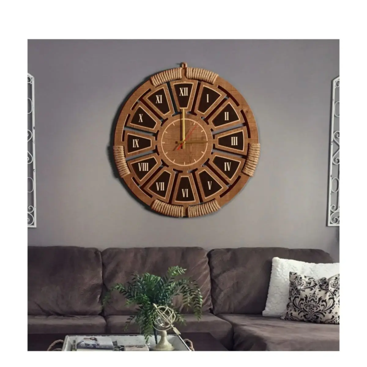 

Roman Numeral Embossed Straw Embroidered Special Embroidered Clock 45 cm Silent Scandinavian Model Wall Clock Suitable