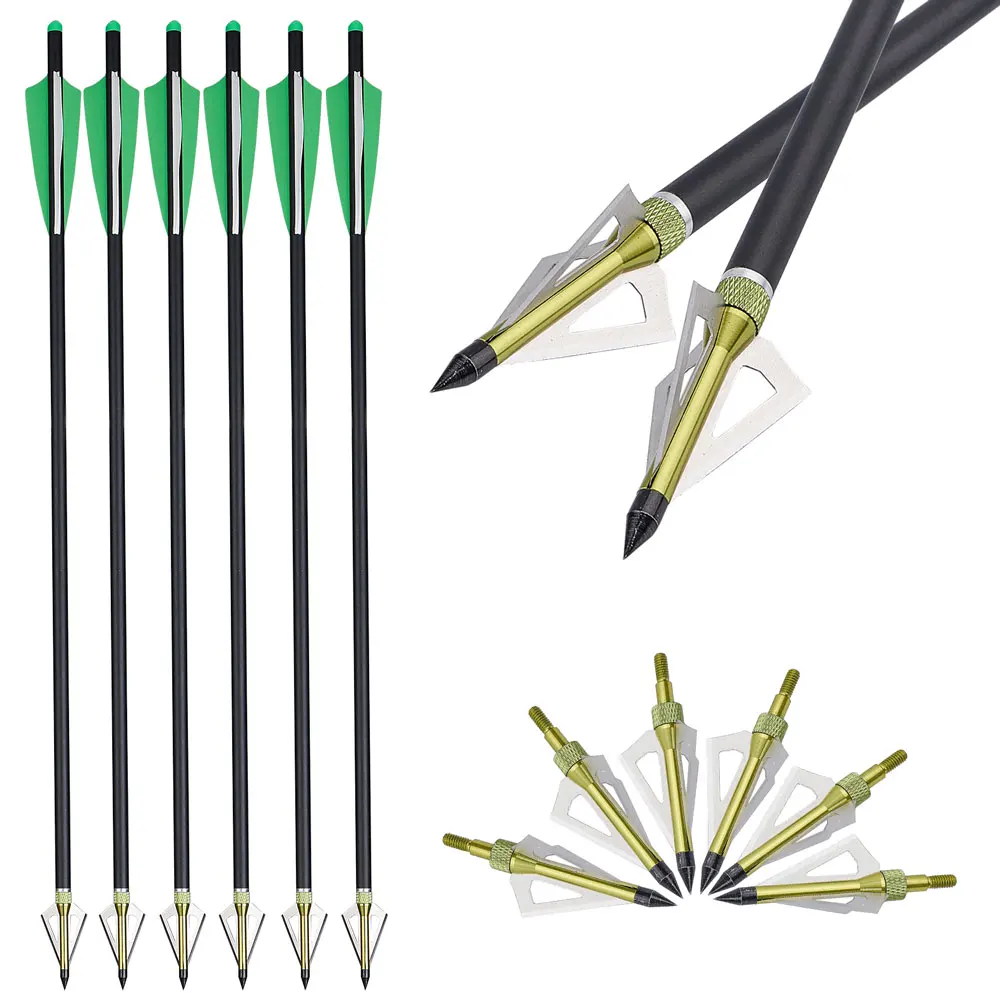 6 pcs Archery Hunting Broadheads 100/125 Grain 3 Blade Broad Screw Tips Arrow Heads for Shooting Training Drop Shipping