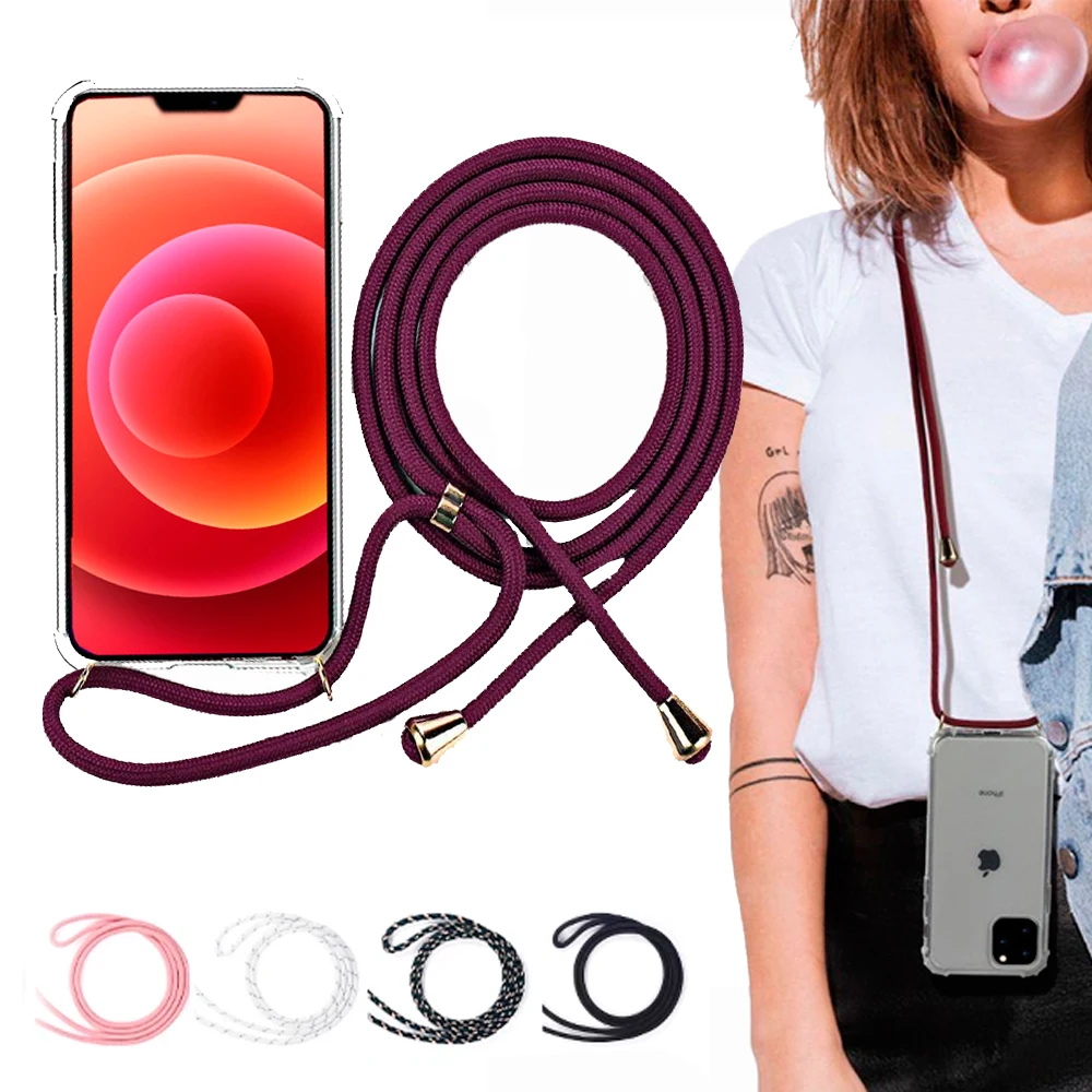 For iPhone 12 11 11 Pro 11 Pro 11 Pro iPhone XR X and XS transparent silicone case with colored cord cord