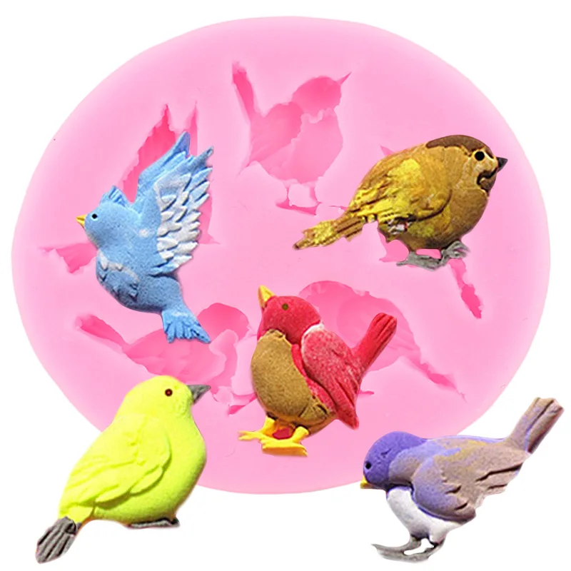 3D Bird Silicone Molds Cupcake Topper Fondant Mold DIY Baking Cake Decorating Tools Candy Clay Resin Chocolate Gumpaste Moulds