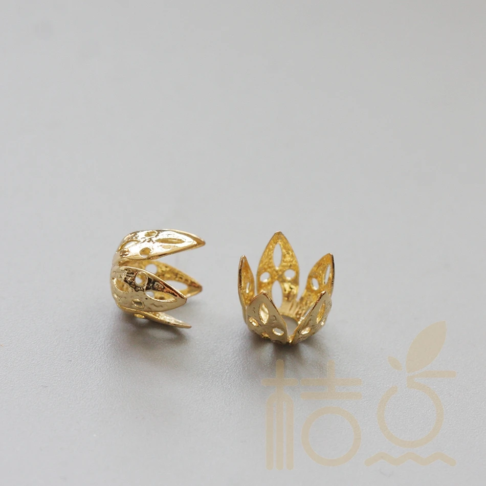 DIY Supply-Solid Brass Finding Flower Bead Cap - 6.6*7.6mm (3897C-V-270)