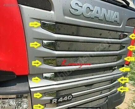 Scania New Streamline Chrome Front Grill Side Parts 12 pieces Stainless Steel