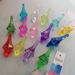 Camal 30Pcs Colorful 18*46mm Acrylic Pointed Drop Hanging Pendant Chandelier Beads Home Wedding Party Craft Curtain Decoration