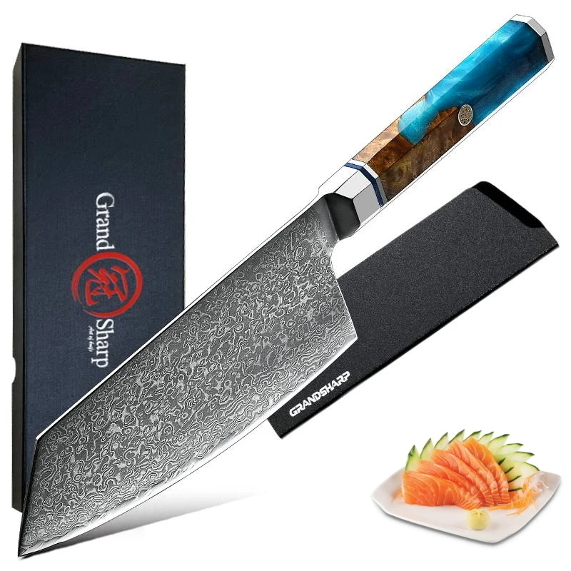 Japanese Damascus Knives Chef Kitchen Knife Cleaver Knife Vegetables Fish Meat Slicing Cooking Tool Butcher Professional Gadget