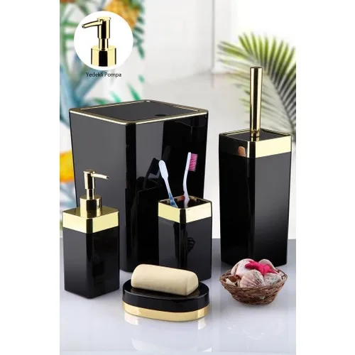 Square Bathroom Set Black Gold Sliver