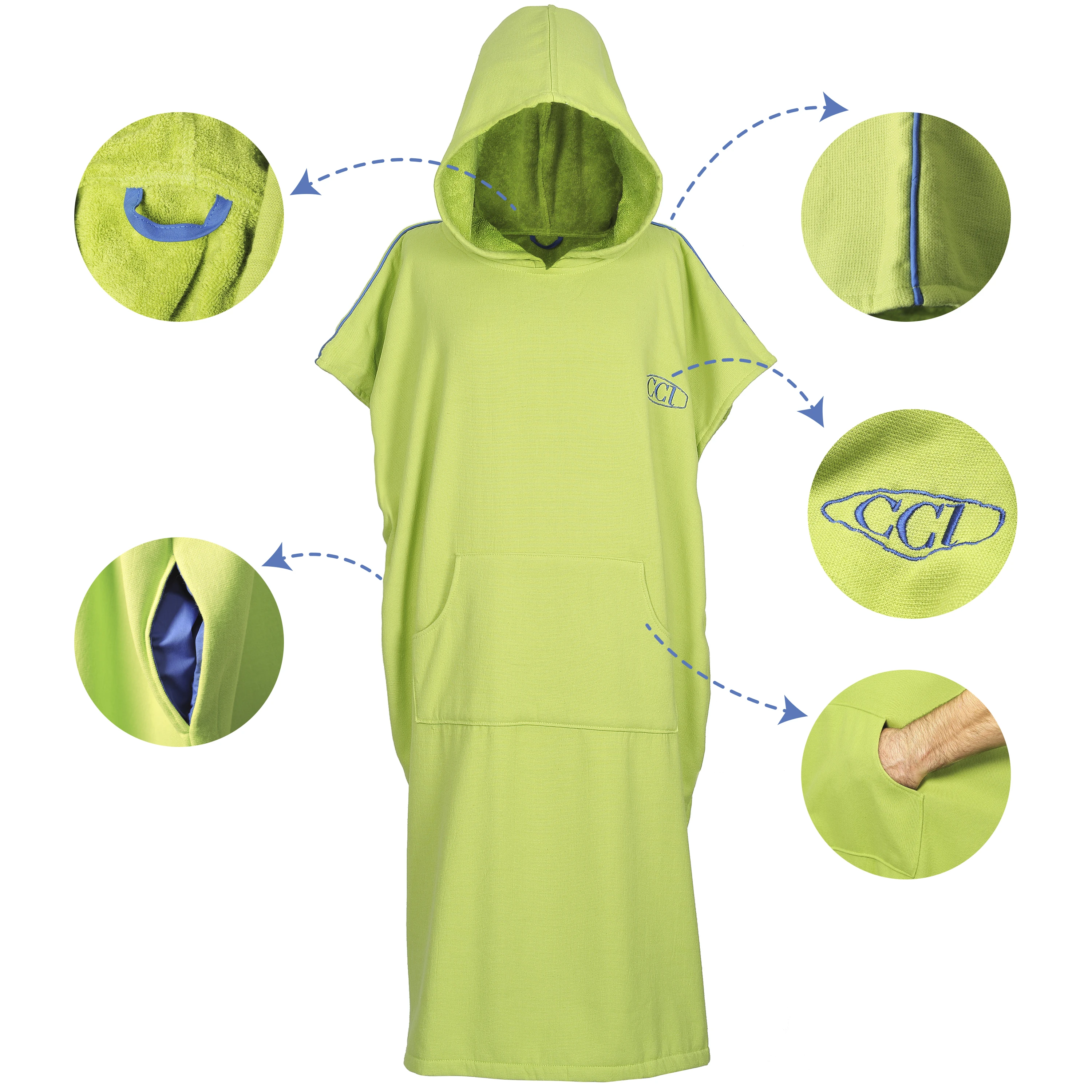 CACALA 100% Cotton Quick Dry Pancho for Surf, Sea, Pool, Drying After Bath and Changing in Public Easily