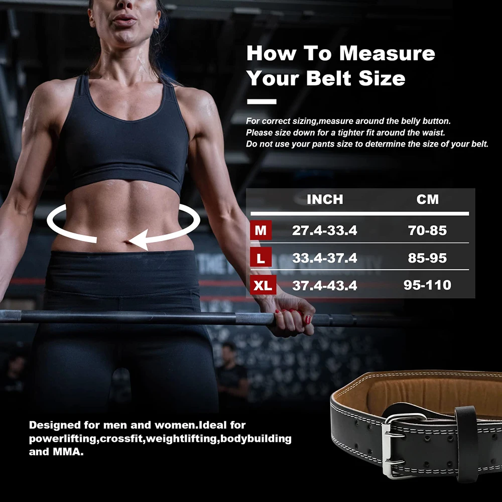 Leather Weightlifting Belt Barbell Powerlifting Squat Gym Belt Fitness Bodybuilding Training Workout Back Waist Support Deadlift