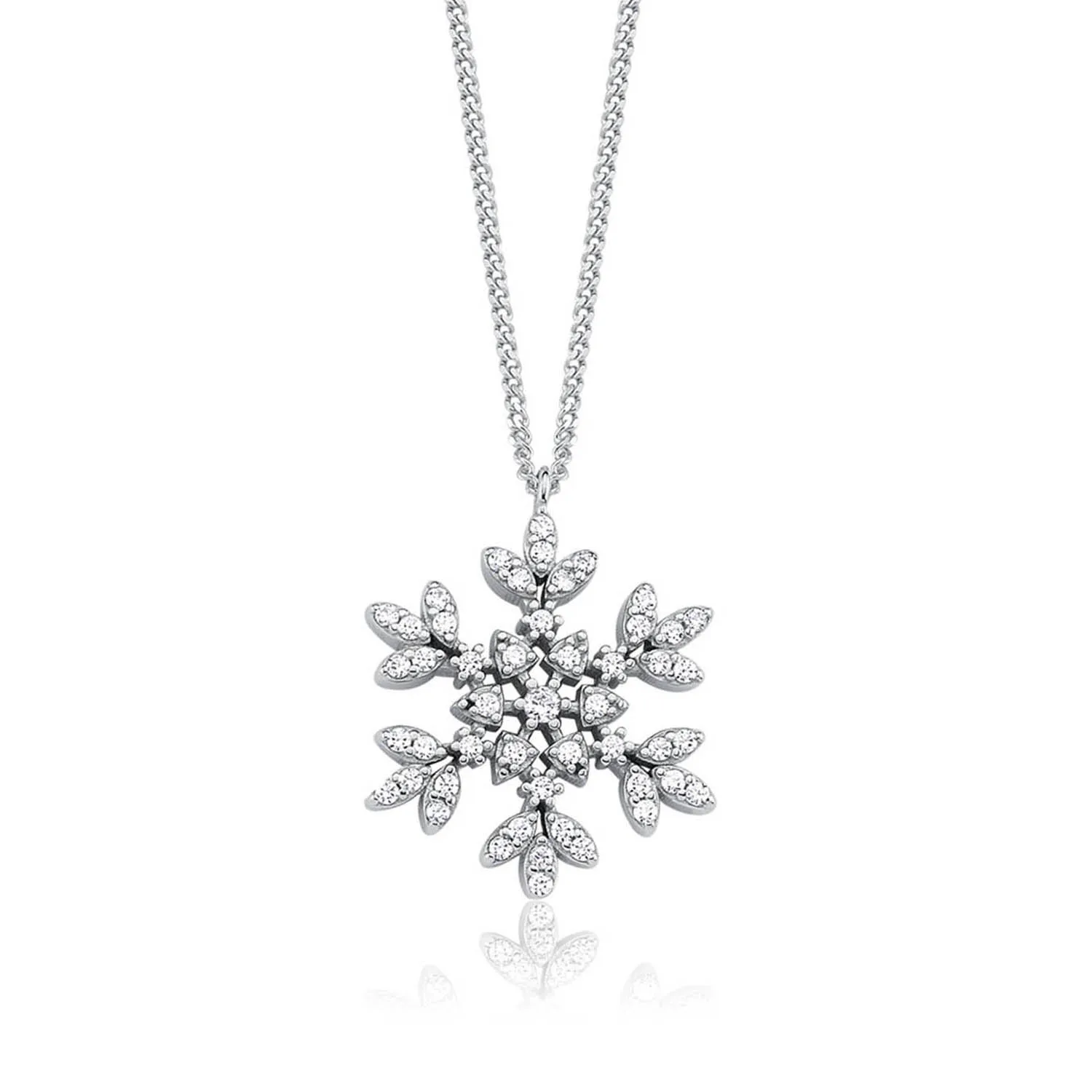 

Valori Jewels Shiny Snowflake, Zirconia White Gemstone, Rhodium Plated, Sterling Silver Necklace