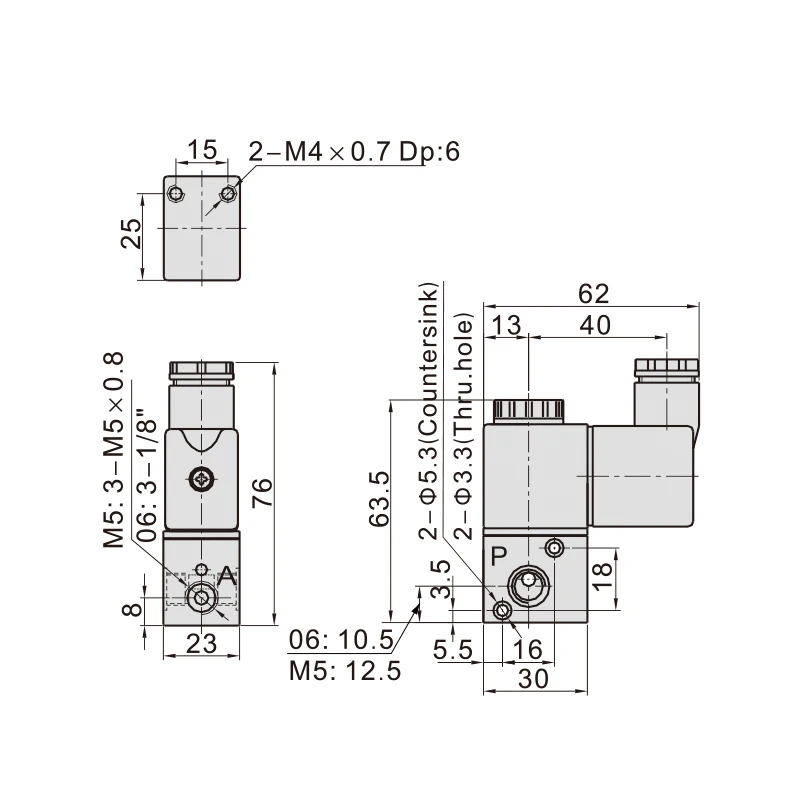Imagem -02 - Válvula Solenóide de Controle Pneumático Port Posição de Duas Posições Três-way Cilindro Invertendo Válvulas de ar 10 Peças Lote 3v106 3v1-m5